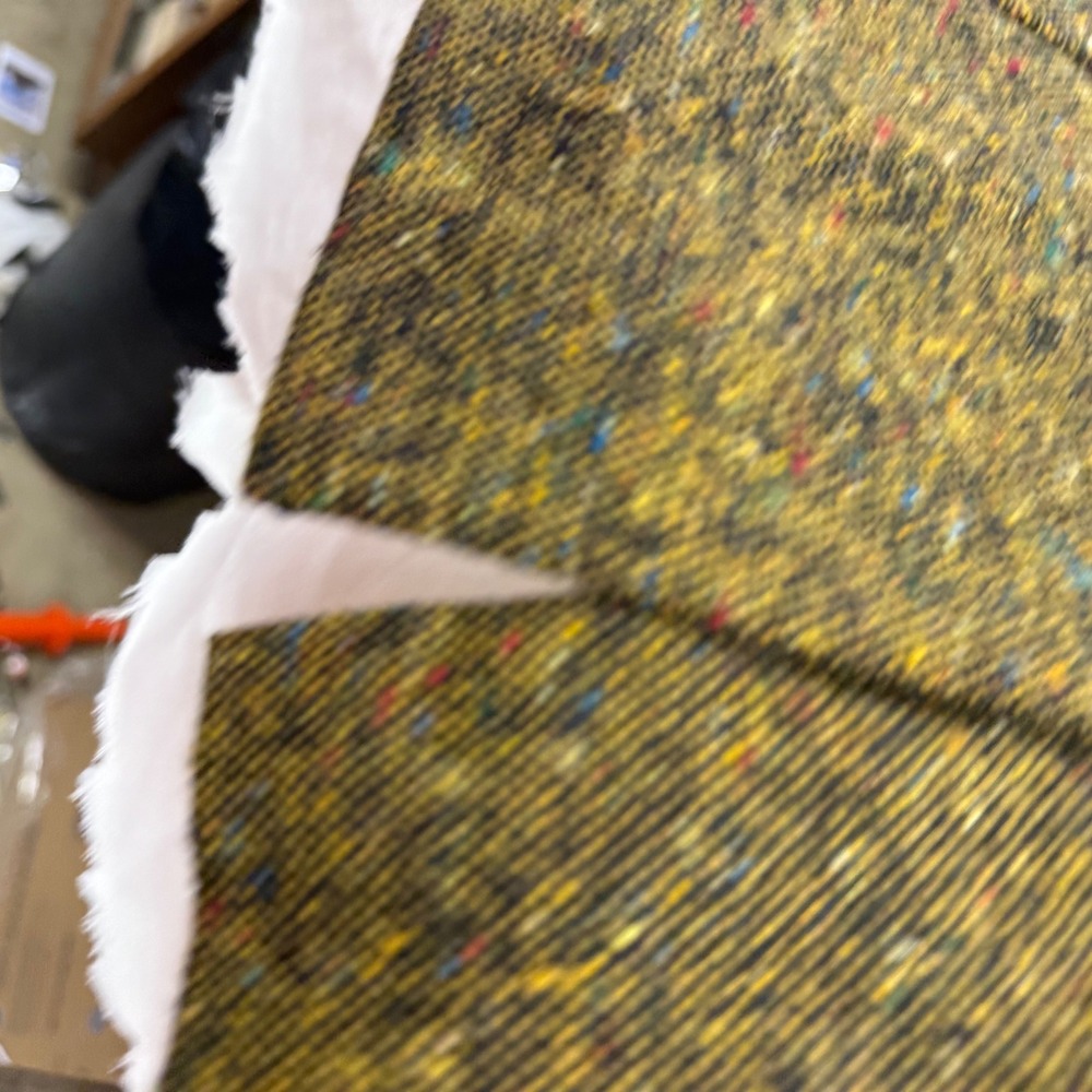 Monocracy Wool Blend Tweed Vest Mustard Yellow Faux Leather Collar Small MJC8002 - Picture 8 of 11